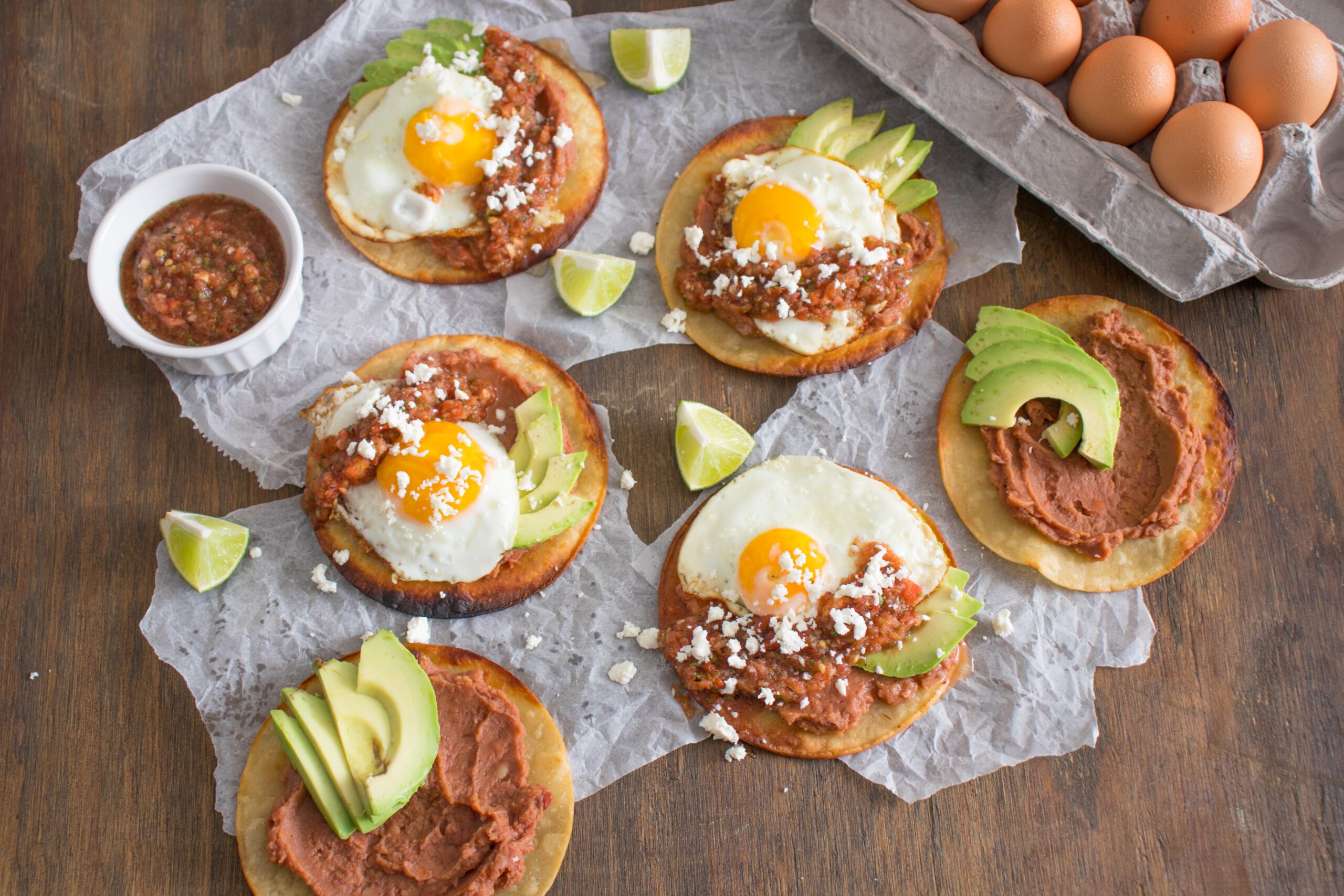 Breakfast Tostadas with Charred Ranchero Salsa