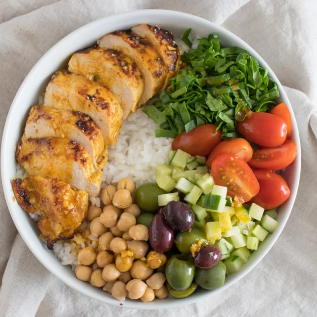 Mediterranean Chicken and Rice Bowls