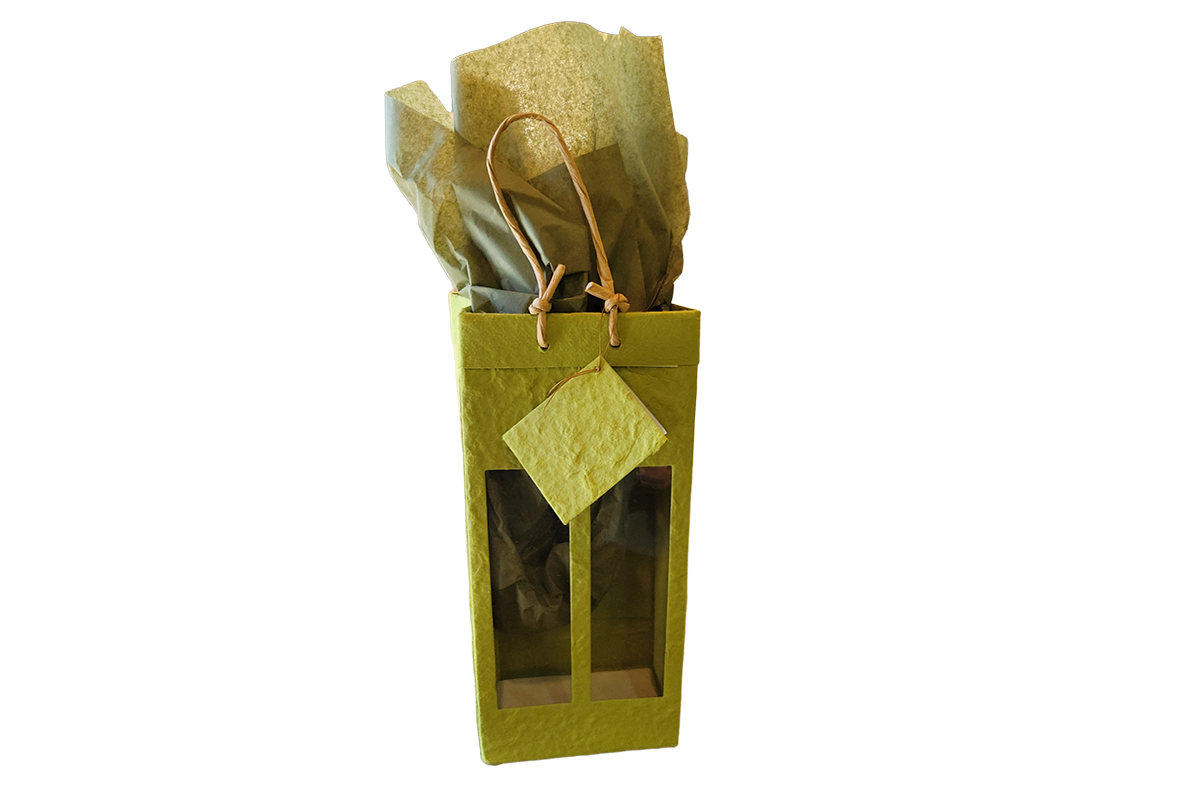 Handmade Paper Olive Oil Bag for 2 - Olive