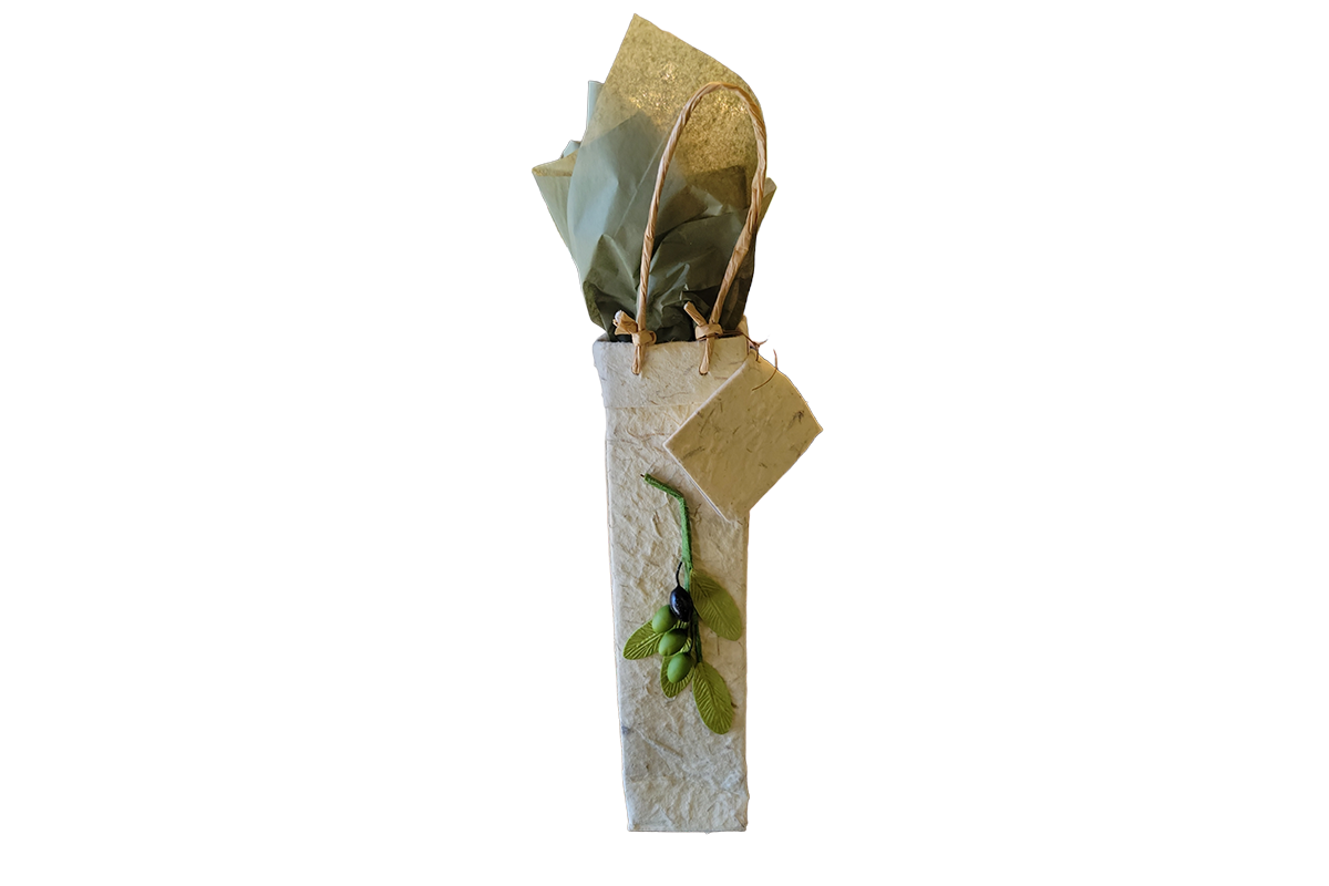 Handmade Paper Olive Oil Bag - Natural