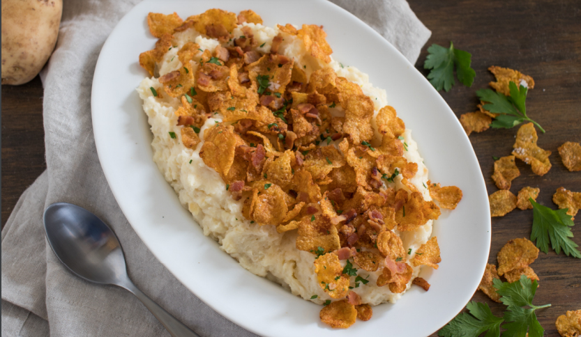 Herb Mashed Potatoes with Crispy Bacon Topping
